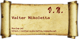 Valter Nikoletta névjegykártya